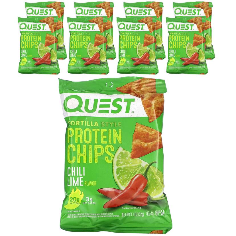 Quest Nutrition, 玉米餅蛋白質薯片,辣椒酸橙,8 袋,每袋 1.1 盎司(32 克)