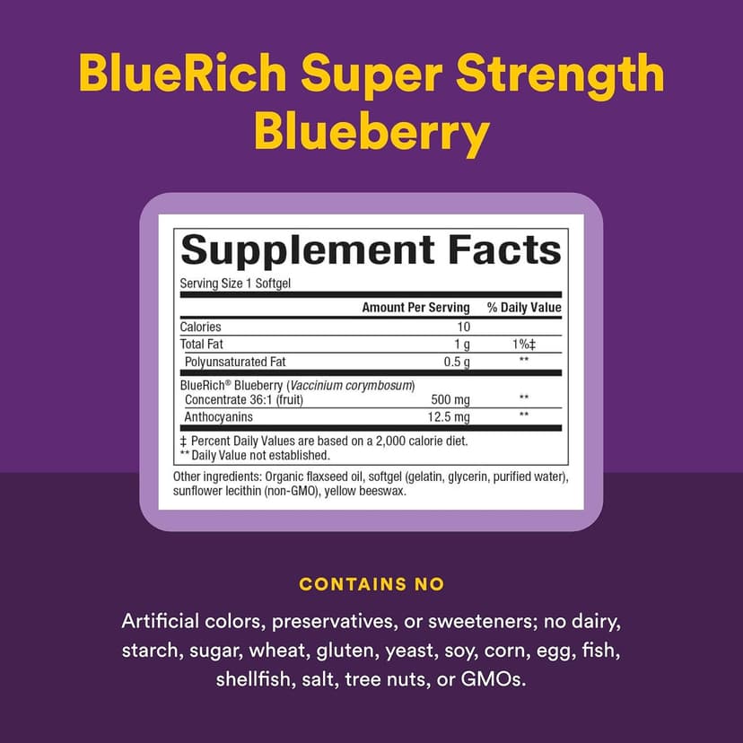 Natural Factors, BlueRich,優效,濃縮藍莓,500 毫克,90 粒軟凝膠