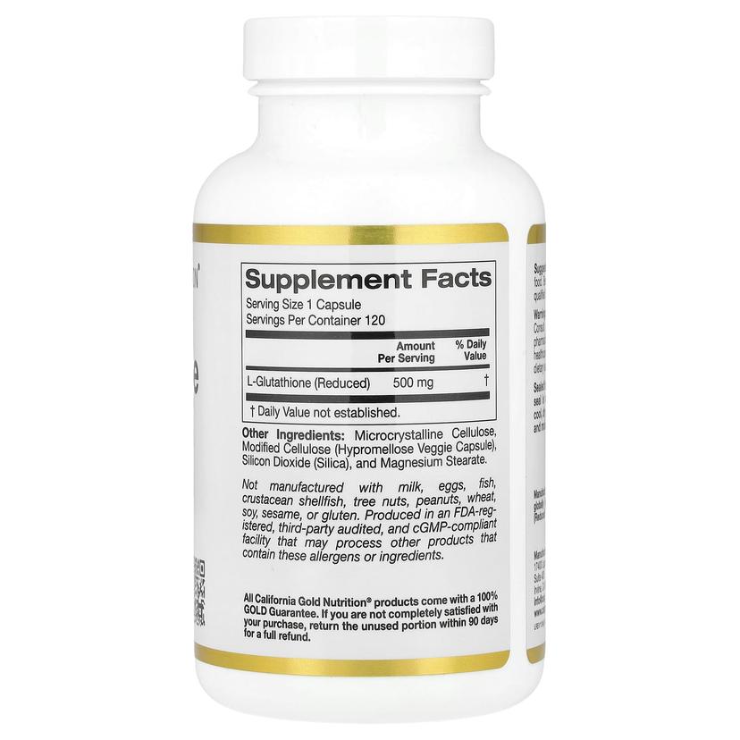 California Gold Nutrition, L-谷胱甘肽(還原型),500 毫克,120 粒素食膠囊