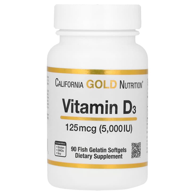 California Gold Nutrition, 維他命 D3,125 微克(5000 國際單位),90 粒魚明膠軟膠囊