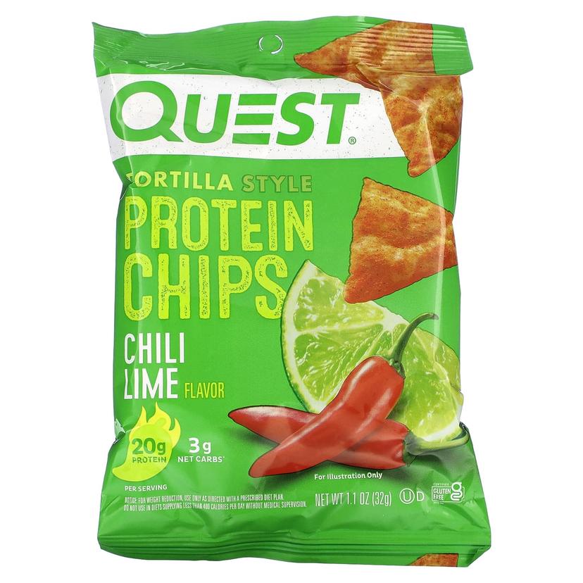 Quest Nutrition, 玉米餅蛋白質薯片,辣椒酸橙,8 袋,每袋 1.1 盎司(32 克)