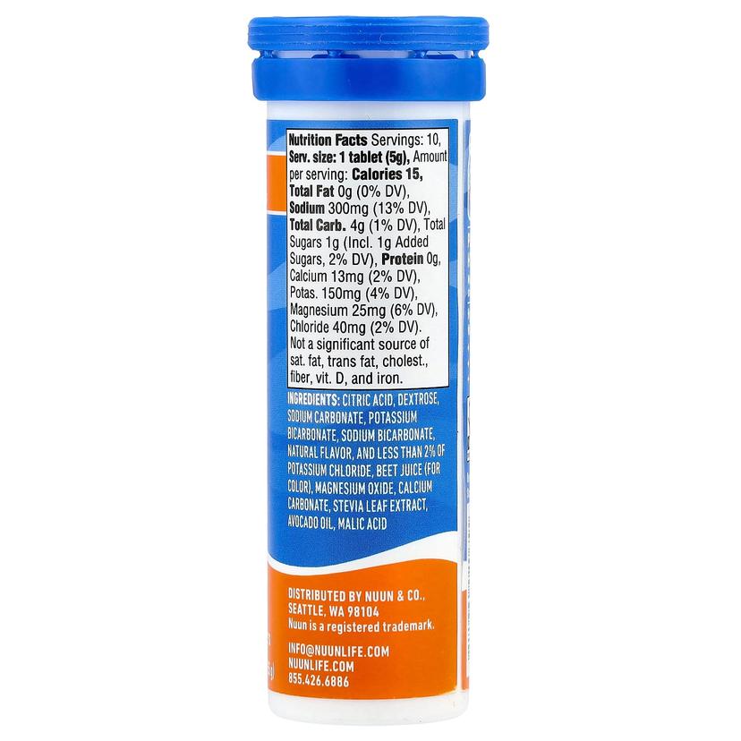 Nuun, 運動補水,泡騰電解質飲品片,橙味,10 片