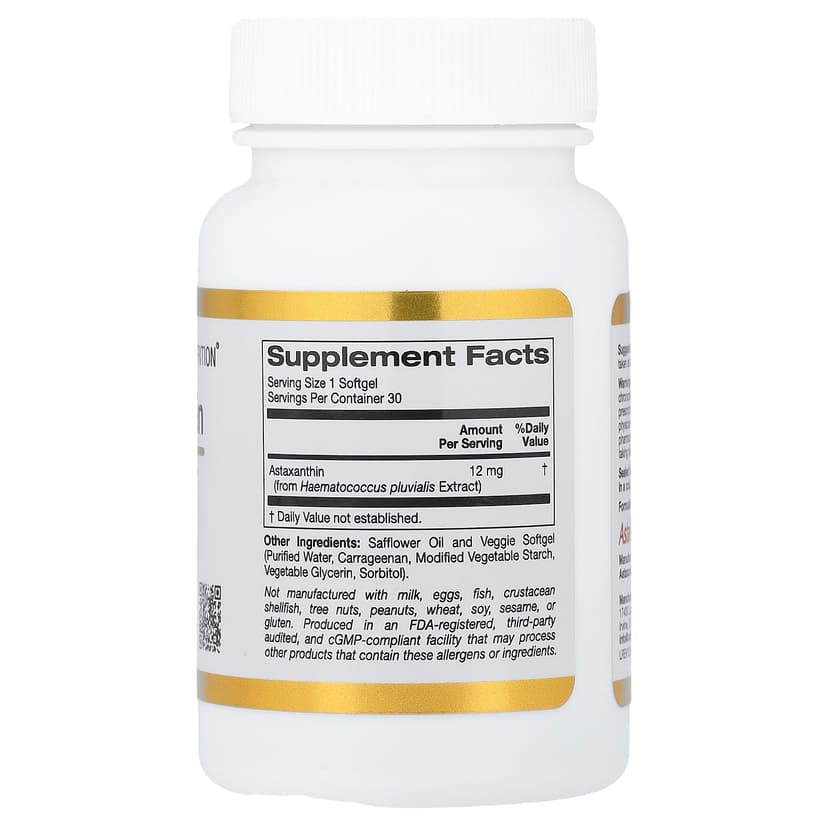 California Gold Nutrition, 蝦青素,Astalif® 全冰島,12 毫克,30 粒素食軟膠囊