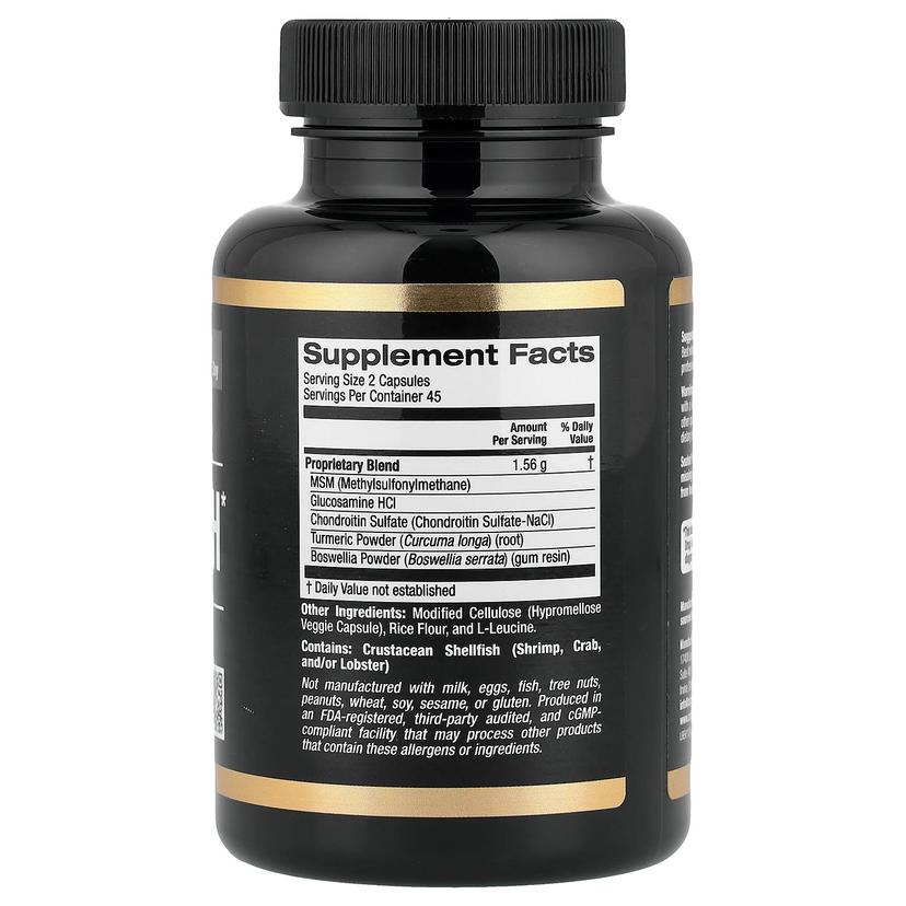 California Gold Nutrition, 運動,關節健康,含 MSM(甲基磺醯甲烷)、殼糖胺鹽酸鹽、硫痠軟骨素、薑黃和乳香,90 粒素食膠囊