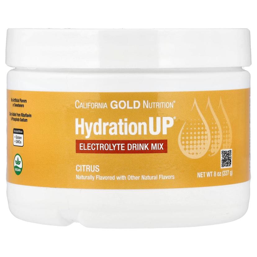California Gold Nutrition, HydrationUP®,含鈣、鉀、維他命 C 和維他命 E 的電解質混合飲品,柑橘味,8 盎司(227 克)