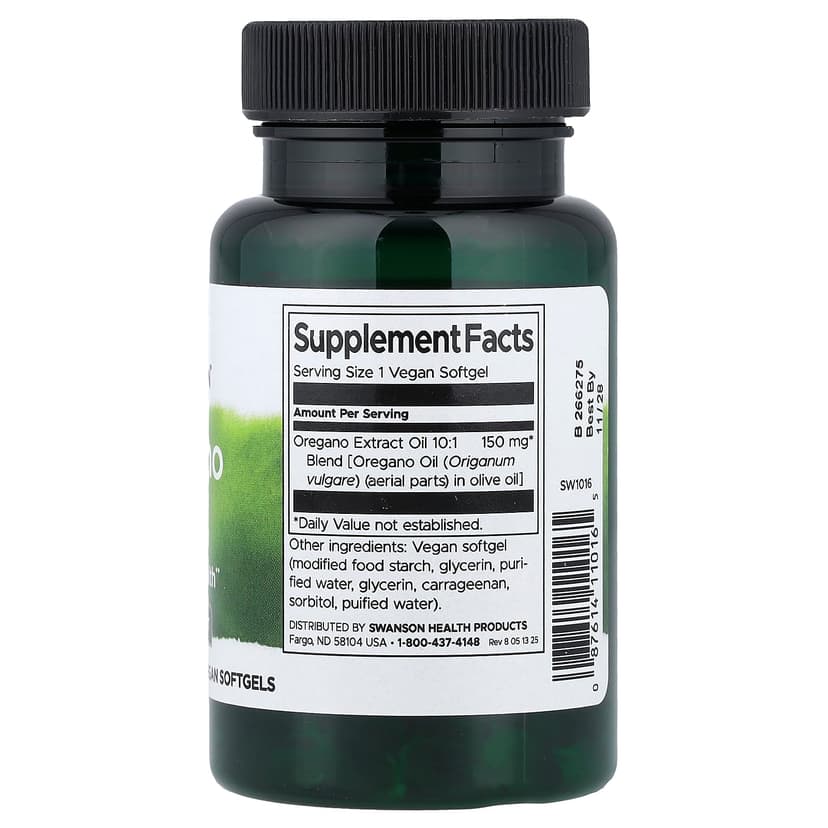 Swanson Vitamins, 牛至油,120 粒軟膠囊(每粒軟膠囊 150 毫克)