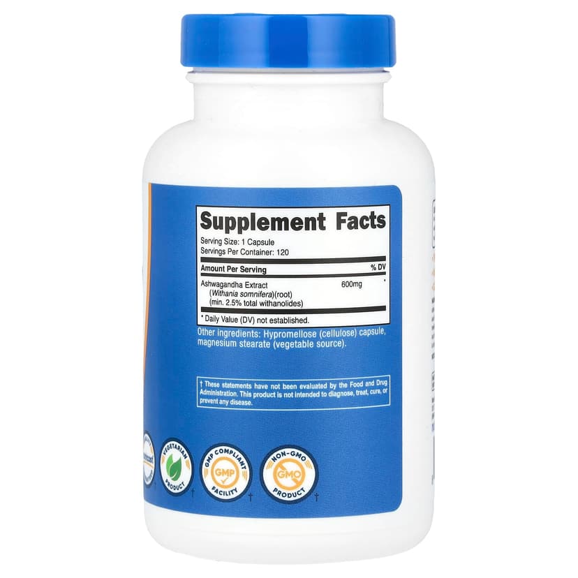 Nutricost, 南非醉茄根提取物,600 毫克,120 粒膠囊