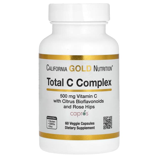 California Gold Nutrition, Total C 複合物,含抗壞血酸、餘甘子提取物、柑橘生物類黃酮和玫瑰果提取物,500 毫克,60 粒素食膠囊