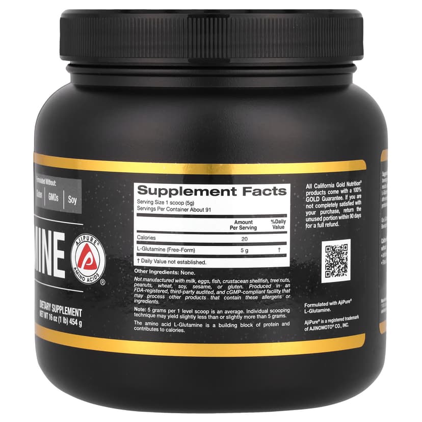 California Gold Nutrition, 運動型,L-谷氨酰胺粉,AjiPure®,無麩質,1 磅(454 克)