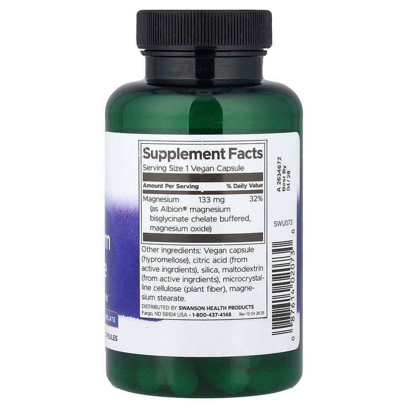 Swanson Vitamins, Albion®,甘氨酸鎂,133 毫克,90 粒全素膠囊