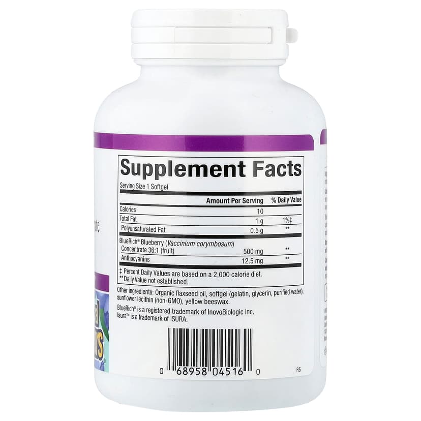 Natural Factors, BlueRich,優效,濃縮藍莓,500 毫克,90 粒軟凝膠