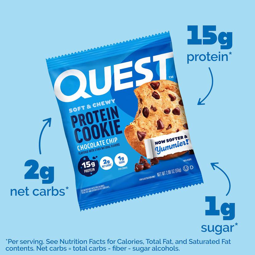 Quest Nutrition, 蛋白餅乾,巧克力碎,4 包,每包 2.08 盎司(59 克)