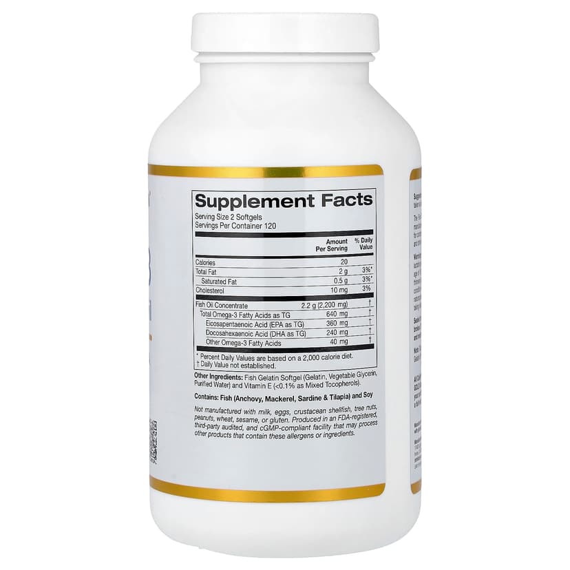 California Gold Nutrition, Omega-3,優質魚油,240 粒魚明膠軟膠囊