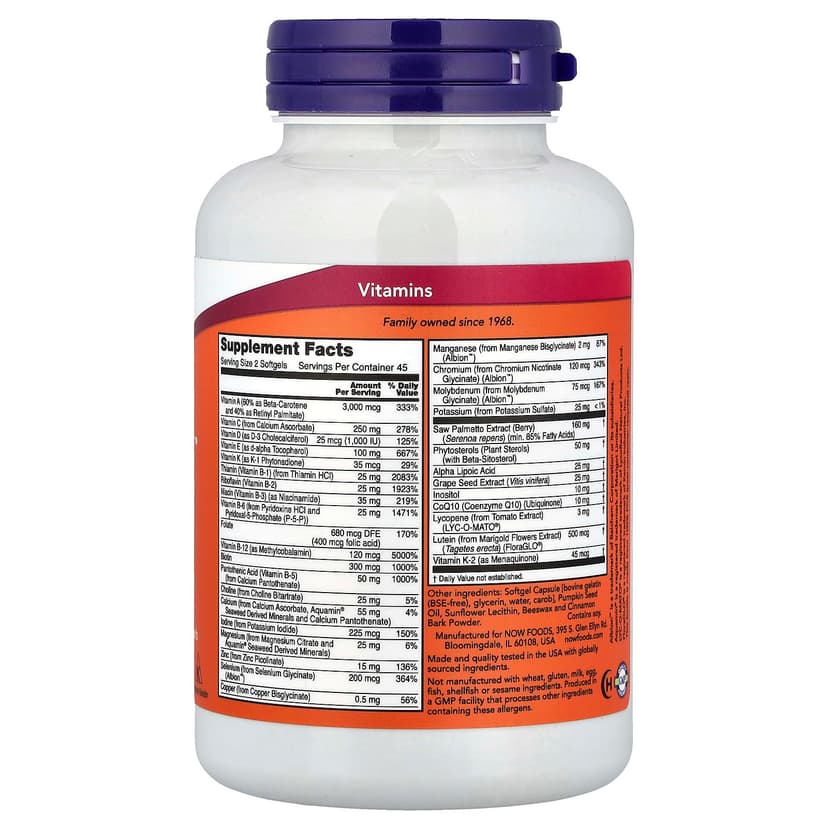 NOW Foods, ADAM™,高級男性多營養素,90 粒軟膠囊