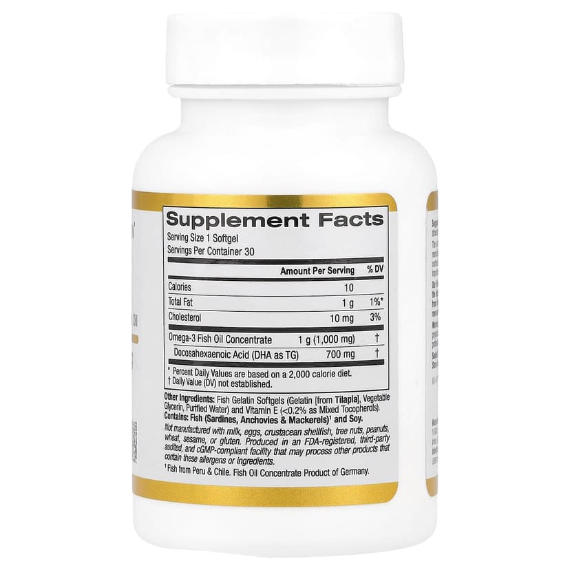 California Gold Nutrition, DHA700 魚油,超濃縮,1,000 毫克,30 粒魚明膠軟凝膠