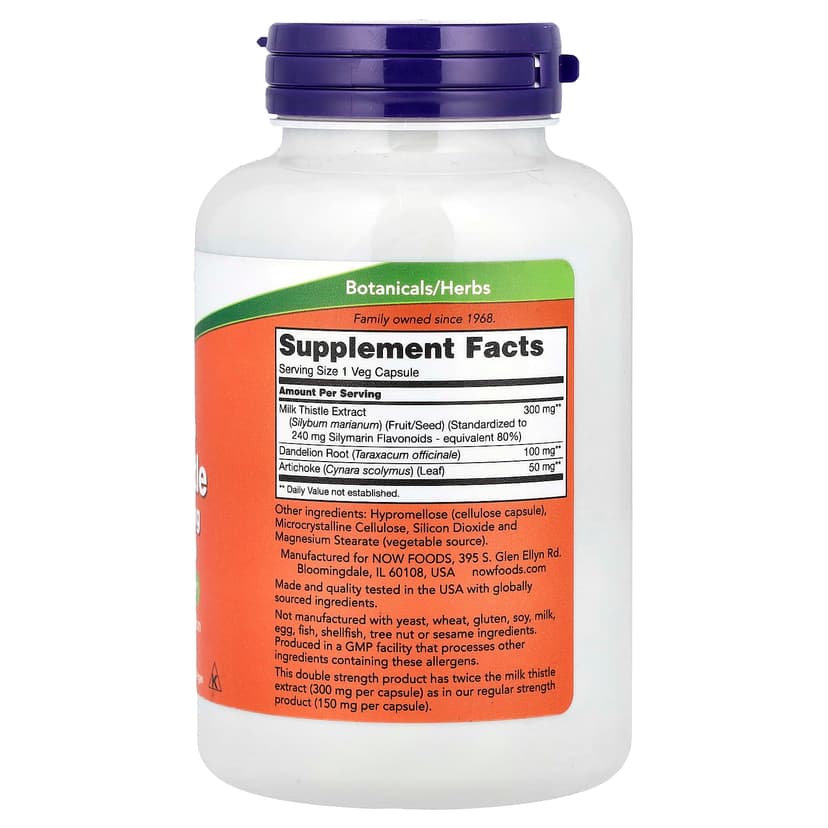 NOW Foods, 水飛薊草本提取物,300 毫克,200 粒素食膠囊