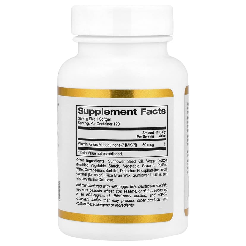 California Gold Nutrition, 維他命 K2(甲萘醌-7),50 微克,120 粒素食軟膠囊