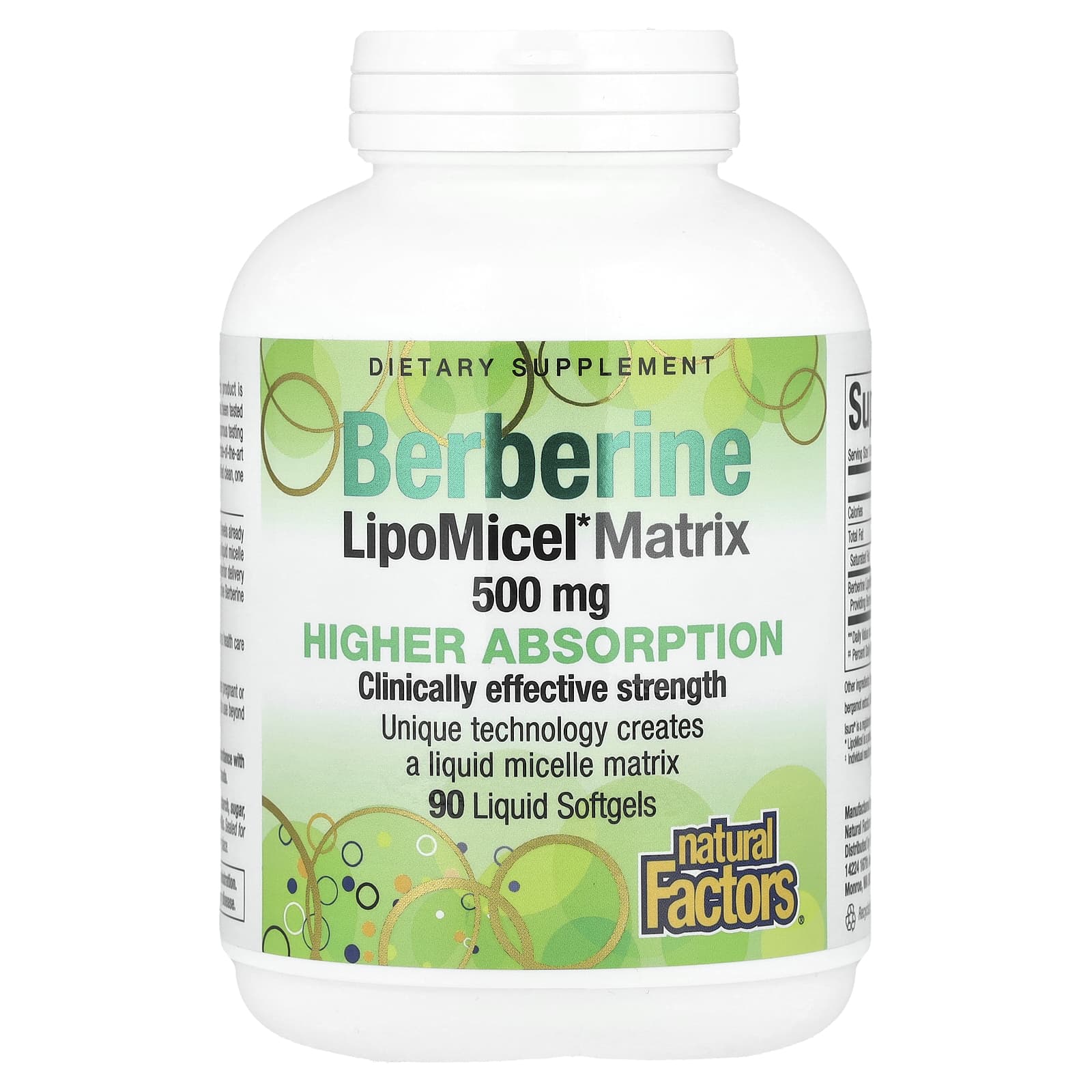 Natural Factors, Berberine LipoMicel Matrix,90 粒液體軟膠囊
