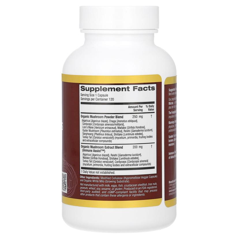 California Gold Nutrition, Fungiology,MushRex Plus 素食膠囊,多面十種蘑菇複合物,含姬鬆茸、白樺茸、蟲草和猴頭菇,120 粒