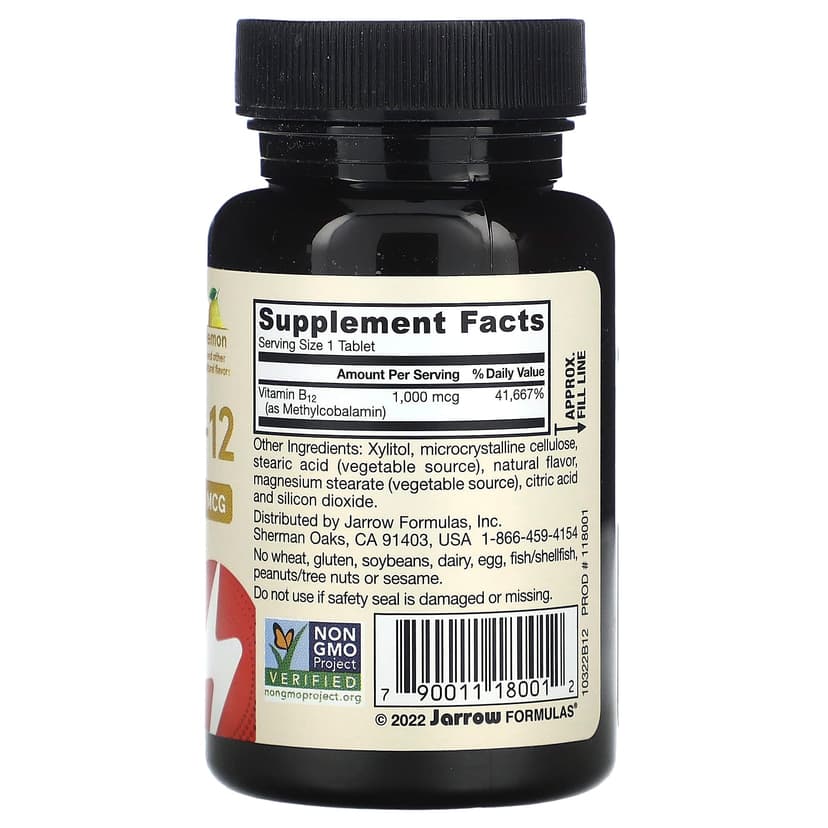 Jarrow Formulas, 甲基 B-12,檸檬味,1,000 微克,100 塊咀嚼錠劑