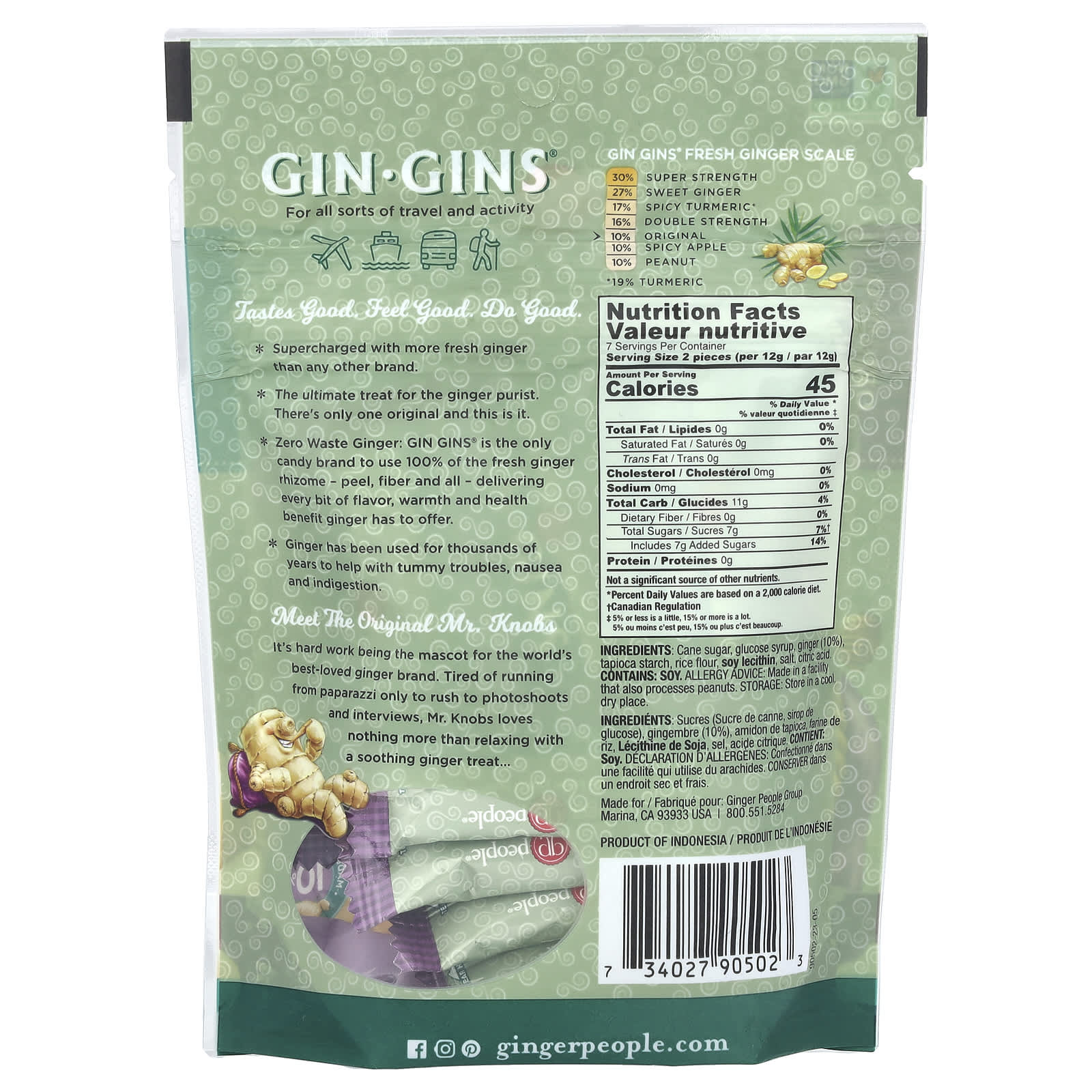 The Ginger People, Gin Gins®,姜咀嚼片,原味,3 盎司(84 克)