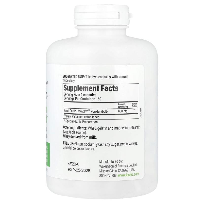 Kyolic, 陳蒜提取物™,心血管健康,原初配方 100,300 粒膠囊(每粒膠囊 300 毫克)