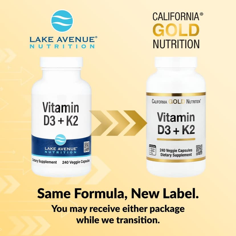 California Gold Nutrition, 維他命 D3 + K2,240 粒素食膠囊