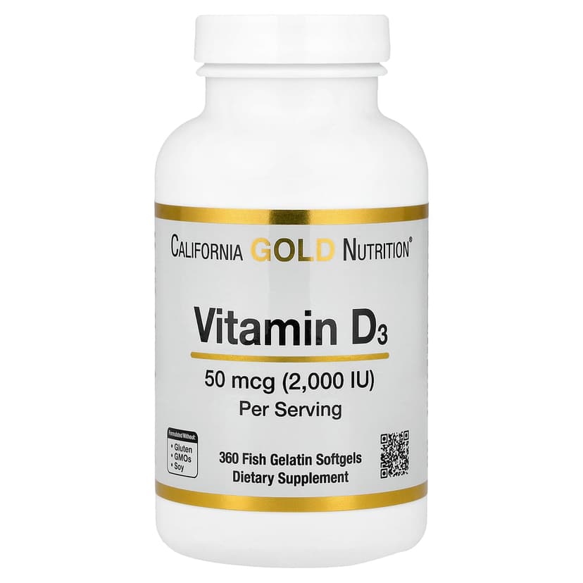 California Gold Nutrition, 維他命 D3,50 微克(2,000 國際單位),360 粒魚明膠軟凝膠
