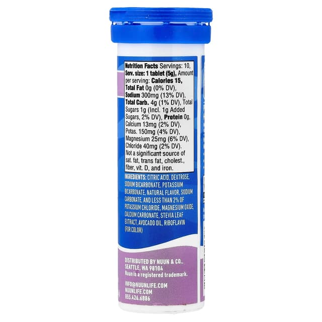 Nuun, 運動補水,泡騰電解質飲品片,葡萄味,10 片
