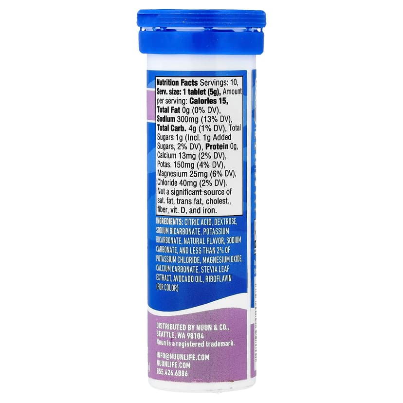 Nuun, 運動補水,泡騰電解質飲品片,葡萄味,10 片