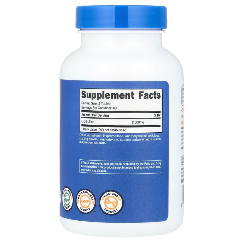 Nutricost, L-瓜氨酸,2500 毫克,120 片(每片 1250 毫克)
