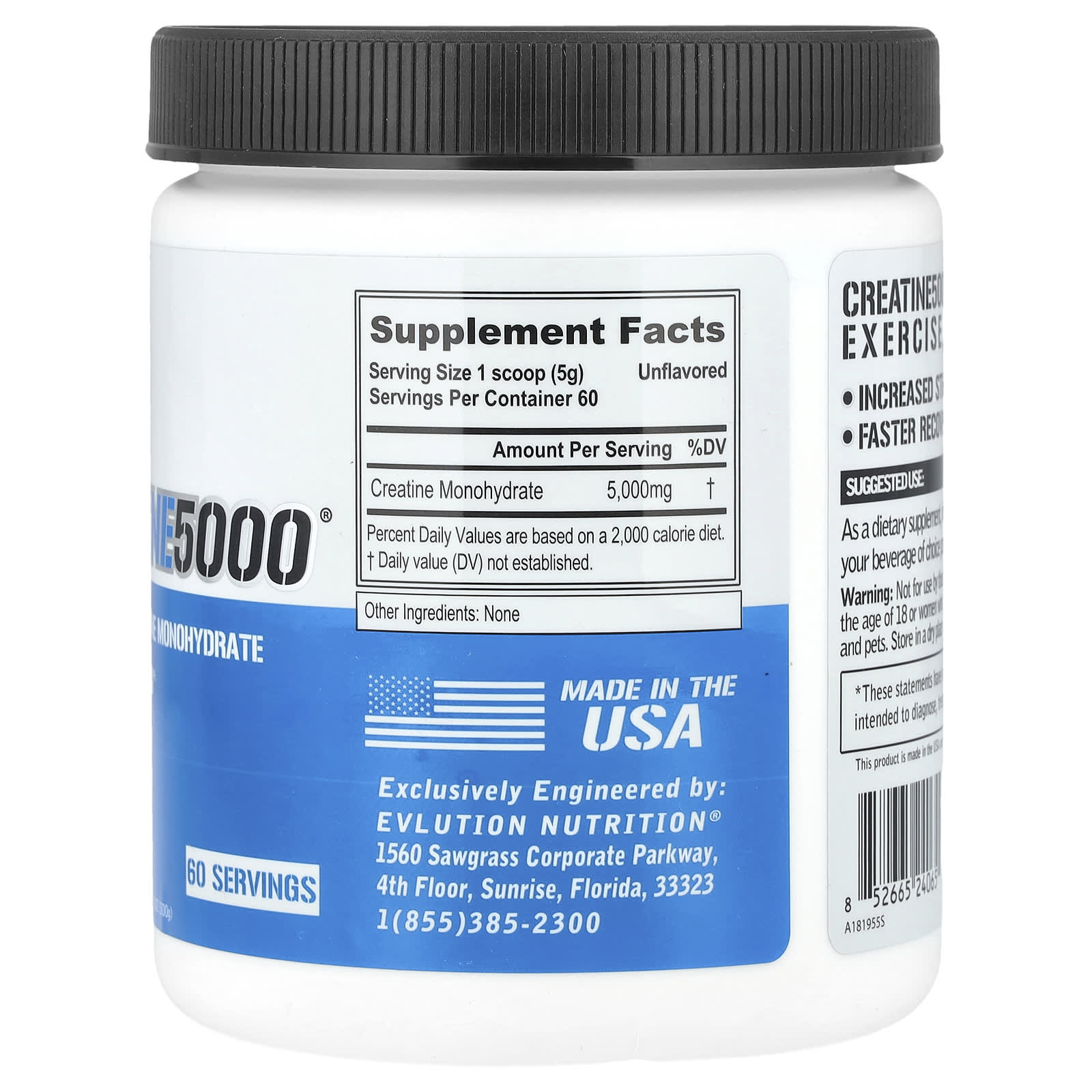 EVLution Nutrition, CREATINE5000,原味,10.58 盎司(300 克)
