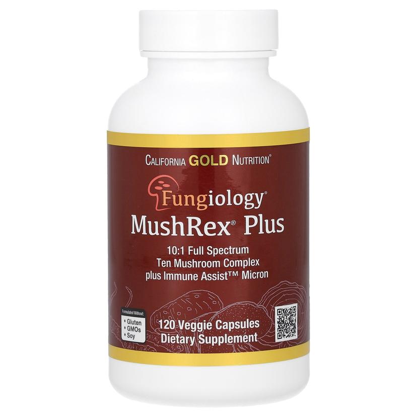California Gold Nutrition, Fungiology,MushRex Plus 素食膠囊,多面十種蘑菇複合物,含姬鬆茸、白樺茸、蟲草和猴頭菇,120 粒