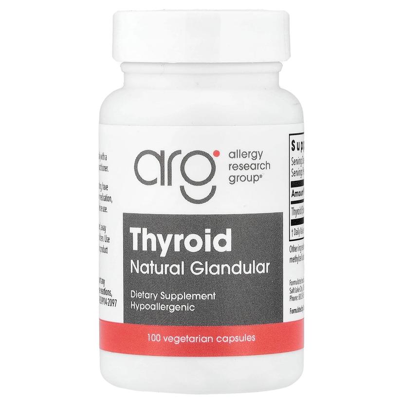 Allergy Research Group, 甲狀腺,天然腺體,40 毫克,100 粒素食膠囊
