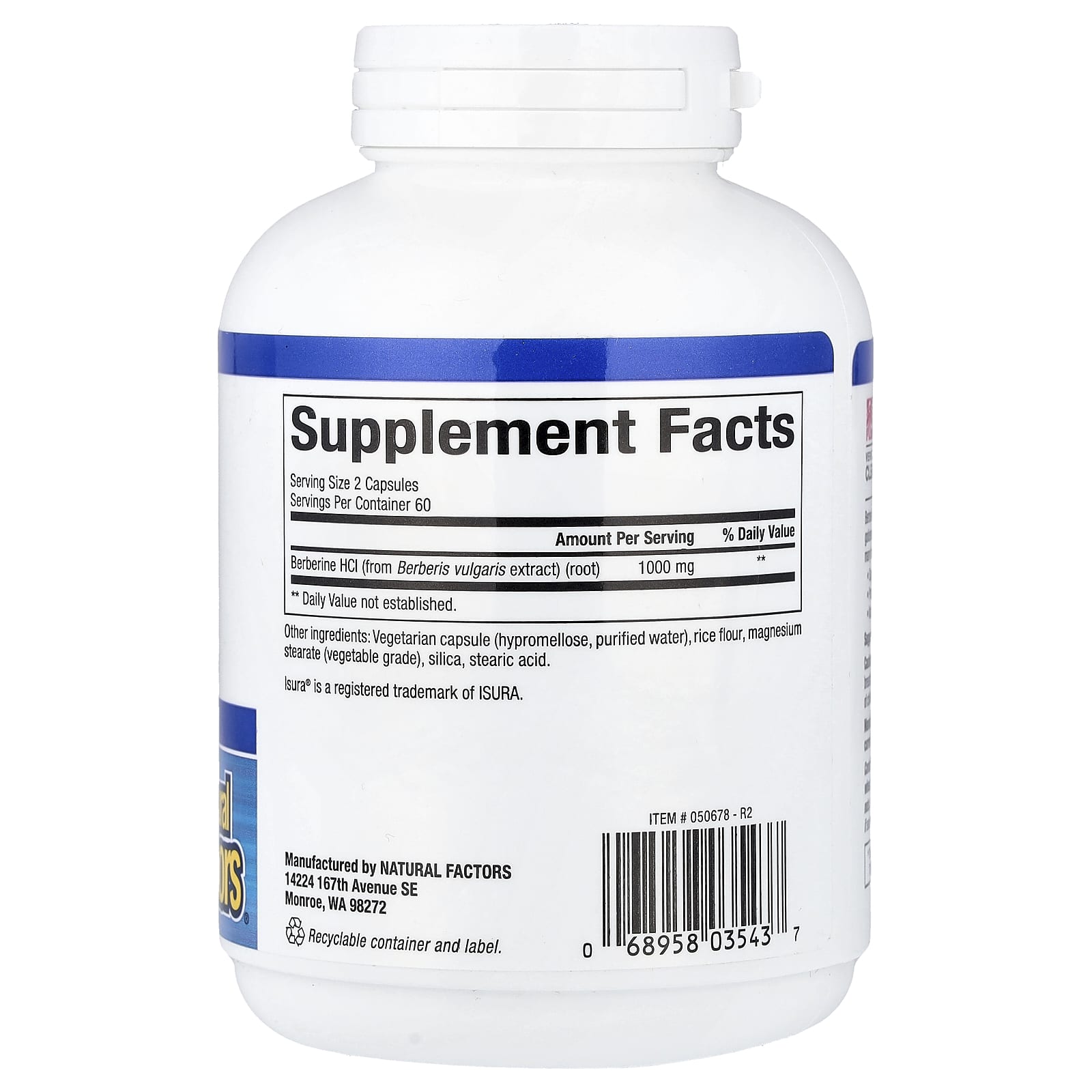 Natural Factors, WellBetX®,小檗鹼,120 粒素食膠囊(每粒膠囊 500 毫克)