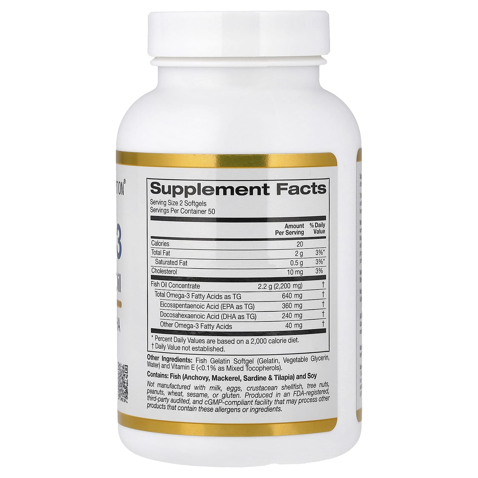 California Gold Nutrition, Omega-3 優質魚油,100 粒魚明膠軟膠囊(每粒 1,100 毫克)
