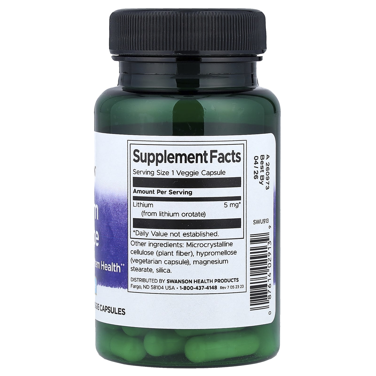 Swanson Vitamins, 乳清酸鋰,5 毫克,60 粒素食膠囊