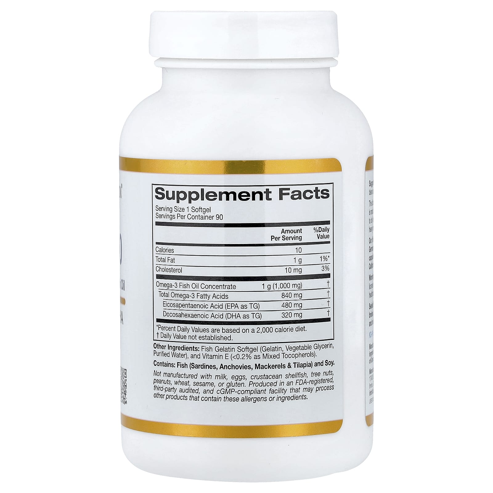 California Gold Nutrition, Omega 800 超濃縮 Omega-3 魚油,KD-Pur 甘油三酯形式,90 粒魚明膠軟膠囊(每粒 1,000 毫克)