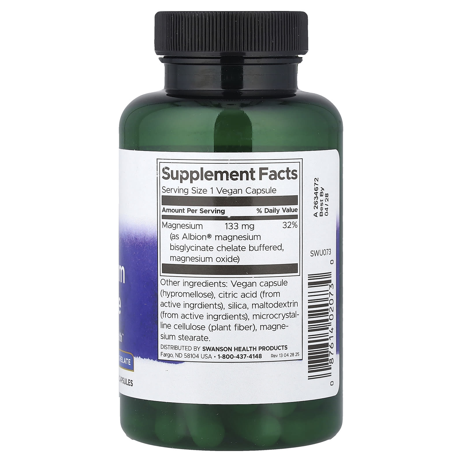 Swanson Vitamins, Albion®,甘氨酸鎂,133 毫克,90 粒全素膠囊