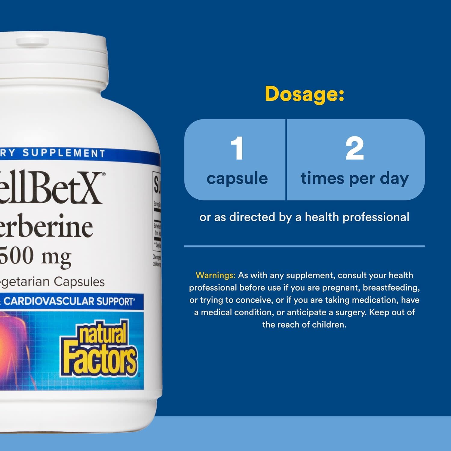 Natural Factors, WellBetX®,小檗鹼,120 粒素食膠囊(每粒膠囊 500 毫克)