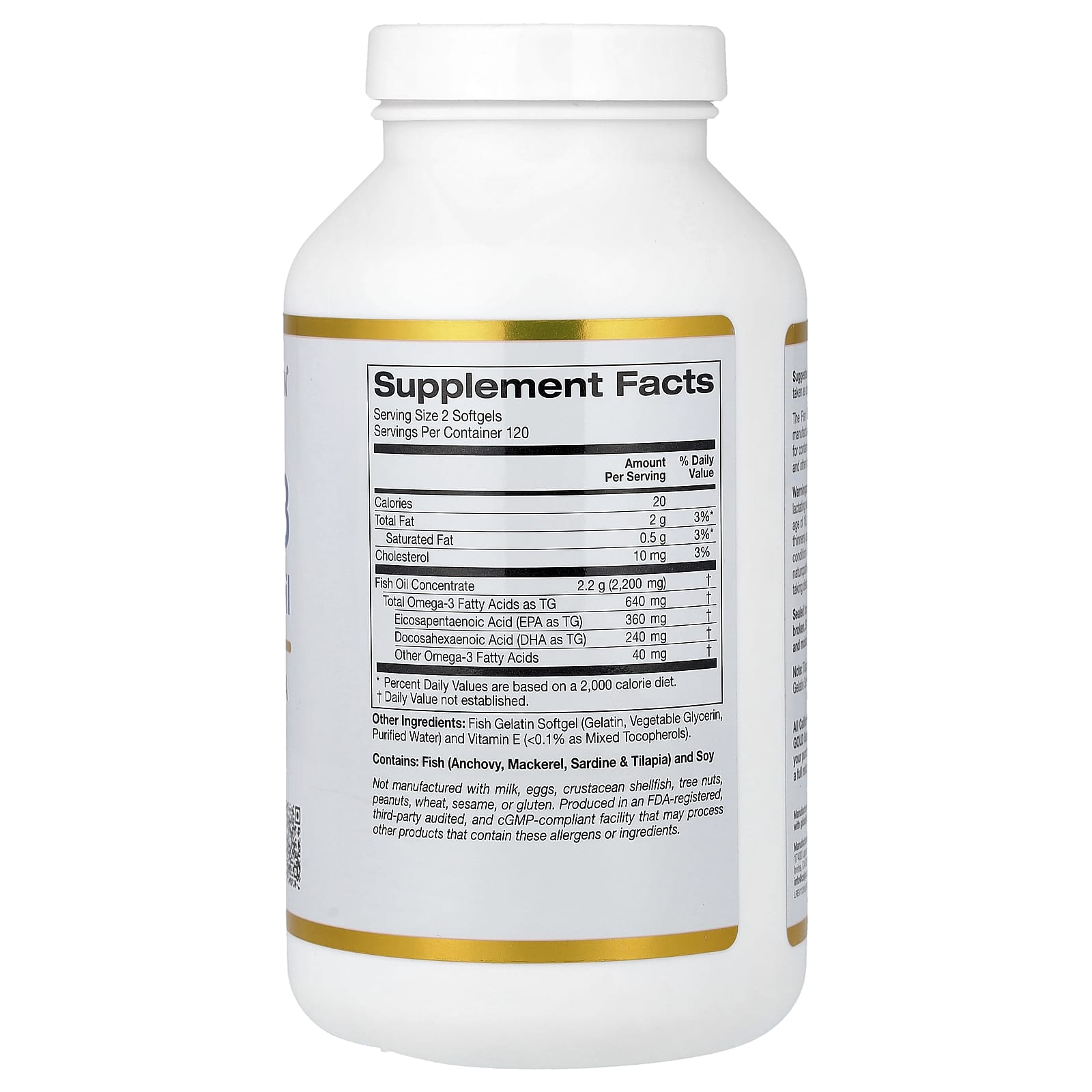 California Gold Nutrition, Omega-3,優質魚油,240 粒魚明膠軟膠囊
